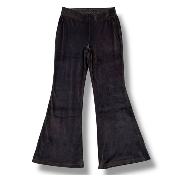 Avia Womens Casual Velvet Velour Pants Flare Leg Bell Bottom Black Medium 8 10 - Picture 1 of 6